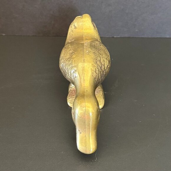 Vintage Brass Duck Figurine Paperweight Gold Finish Decorative Home Decor cottag - Picture 5 of 9